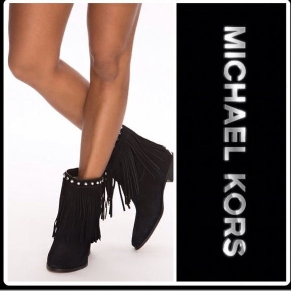 Michael Kors Billy Stud Suede Fringe Bootie - Picture 3 of 16